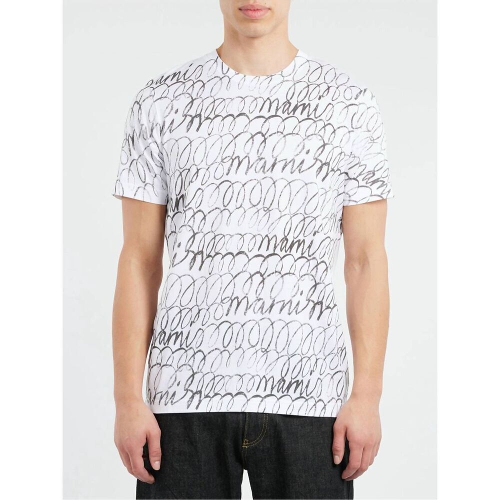Marni Scribbled Logo Graphic T-Shirt White Organic Cotton US Men’s M/L Size 50 N
